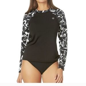 Hurley Swim Long Sleeve Rashguard Top Black White
